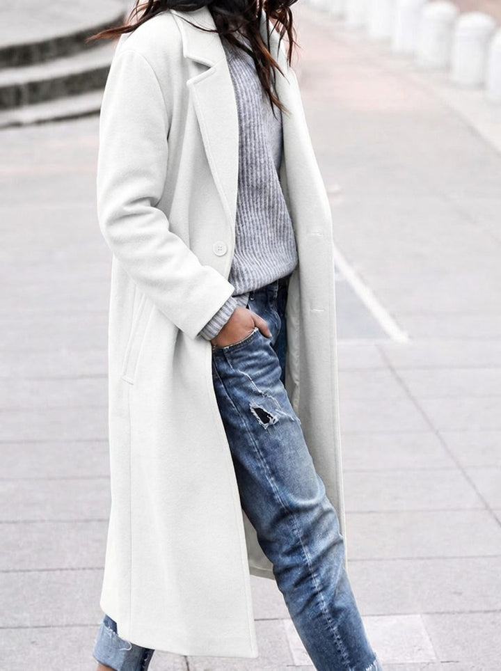 Nola | Women's Oversized Winter Coat with Lapel Collar and Button-Up Design