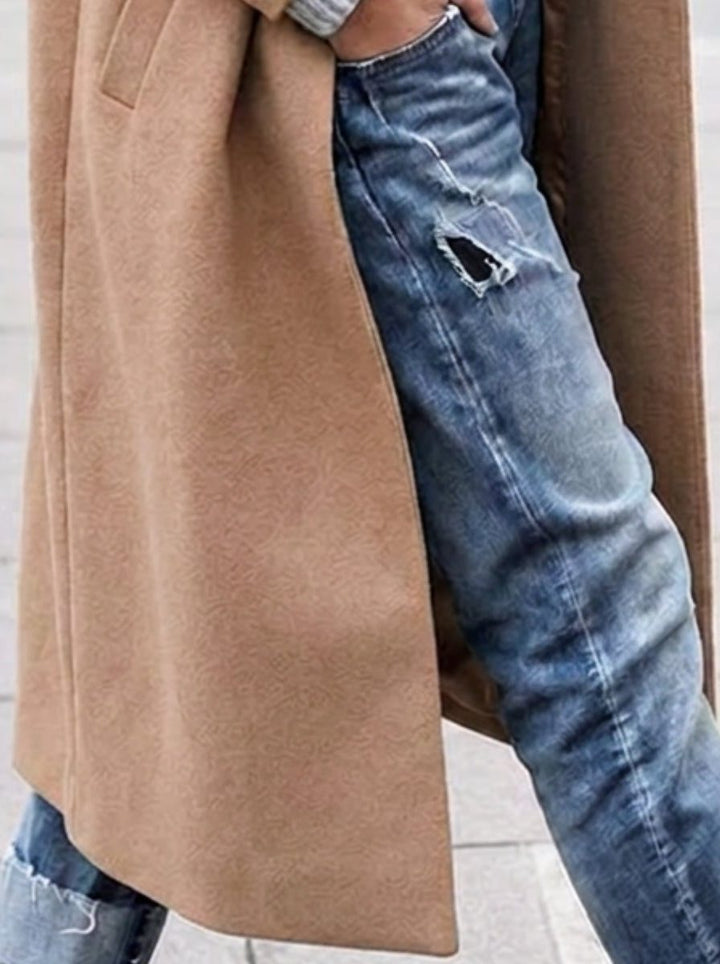 Nola | Women's Oversized Winter Coat with Lapel Collar and Button-Up Design