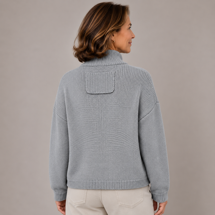 Sybilla | Women's Loose Knit Stand Collar Button Cardigan
