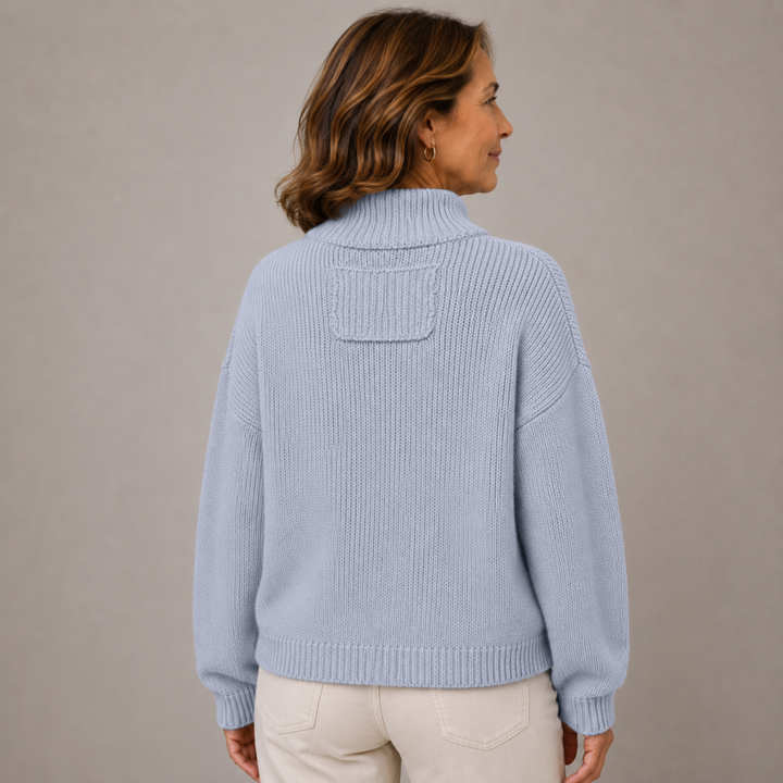 Sybilla | Women's Loose Knit Stand Collar Button Cardigan