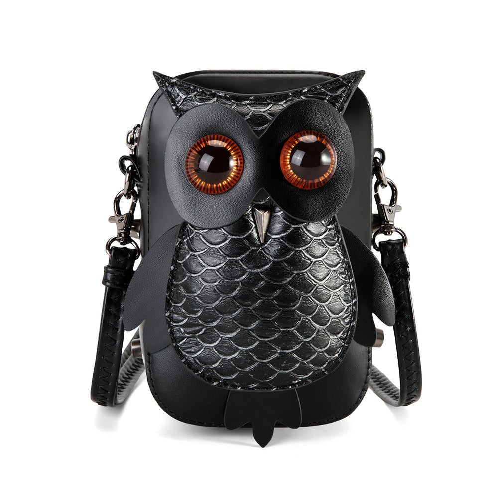 Avery animal crossbody bag - Black Owl