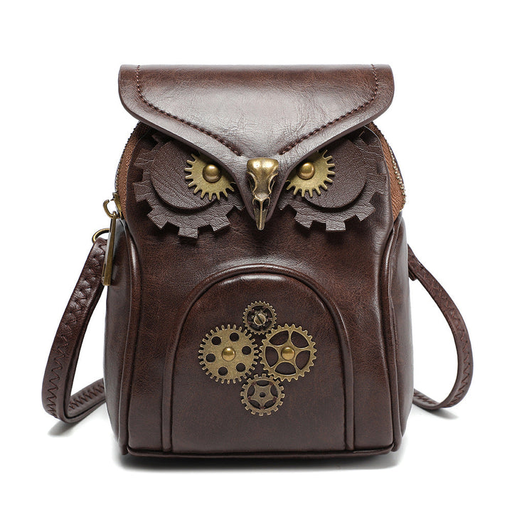 Avery steampunk owl bag detail