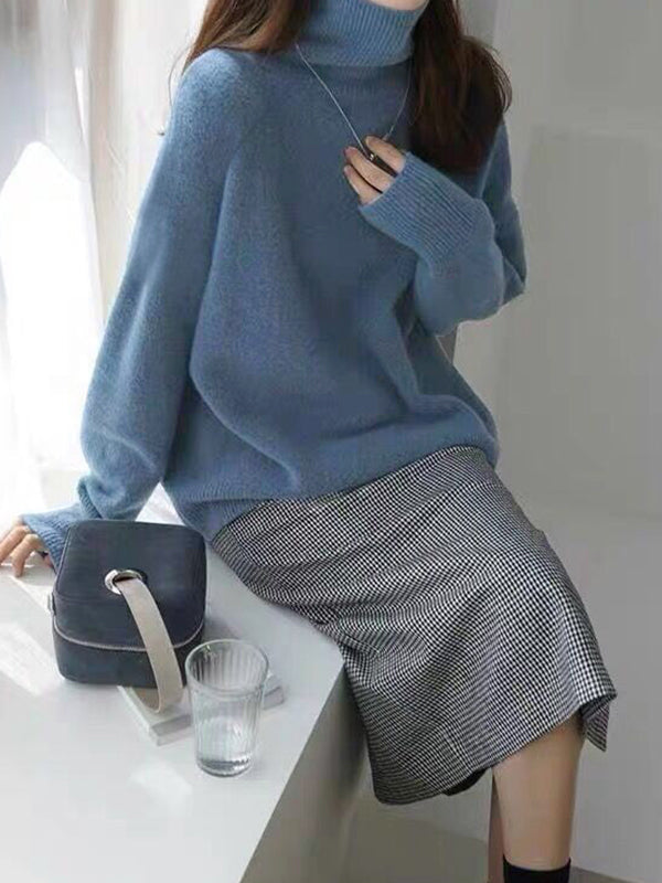 Heather | Women's Relaxed Fit Turtleneck Sweater with High Neck