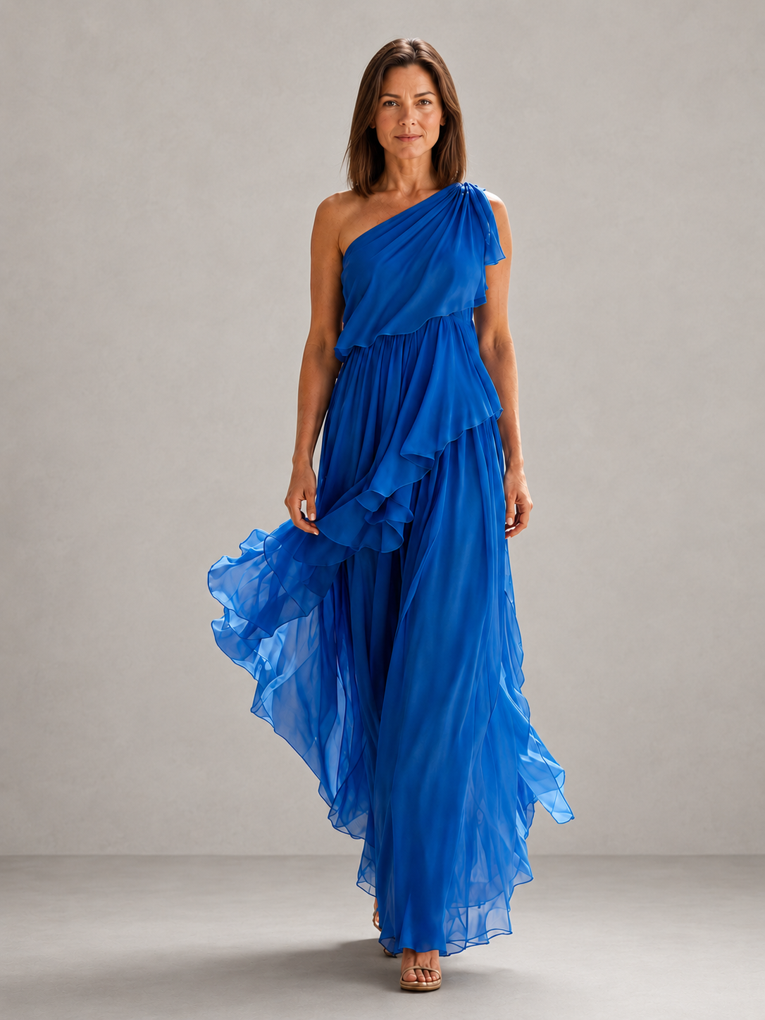 Scarlett | Asymmetrical Ruffle Maxi Dress