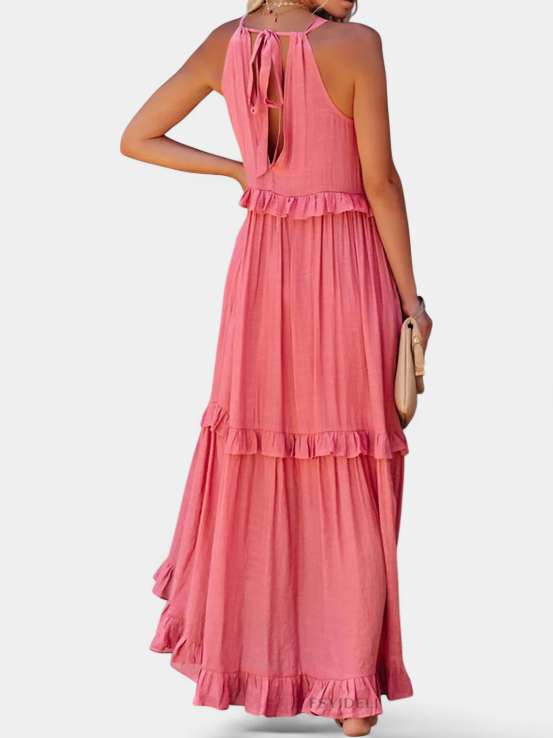CHERRY | Flowing Flutter Maxi Dress