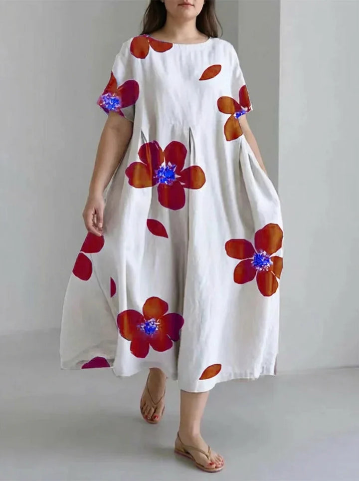 Faye | Casual Floral Skirt Dress with Round Neck for Spring and Summer