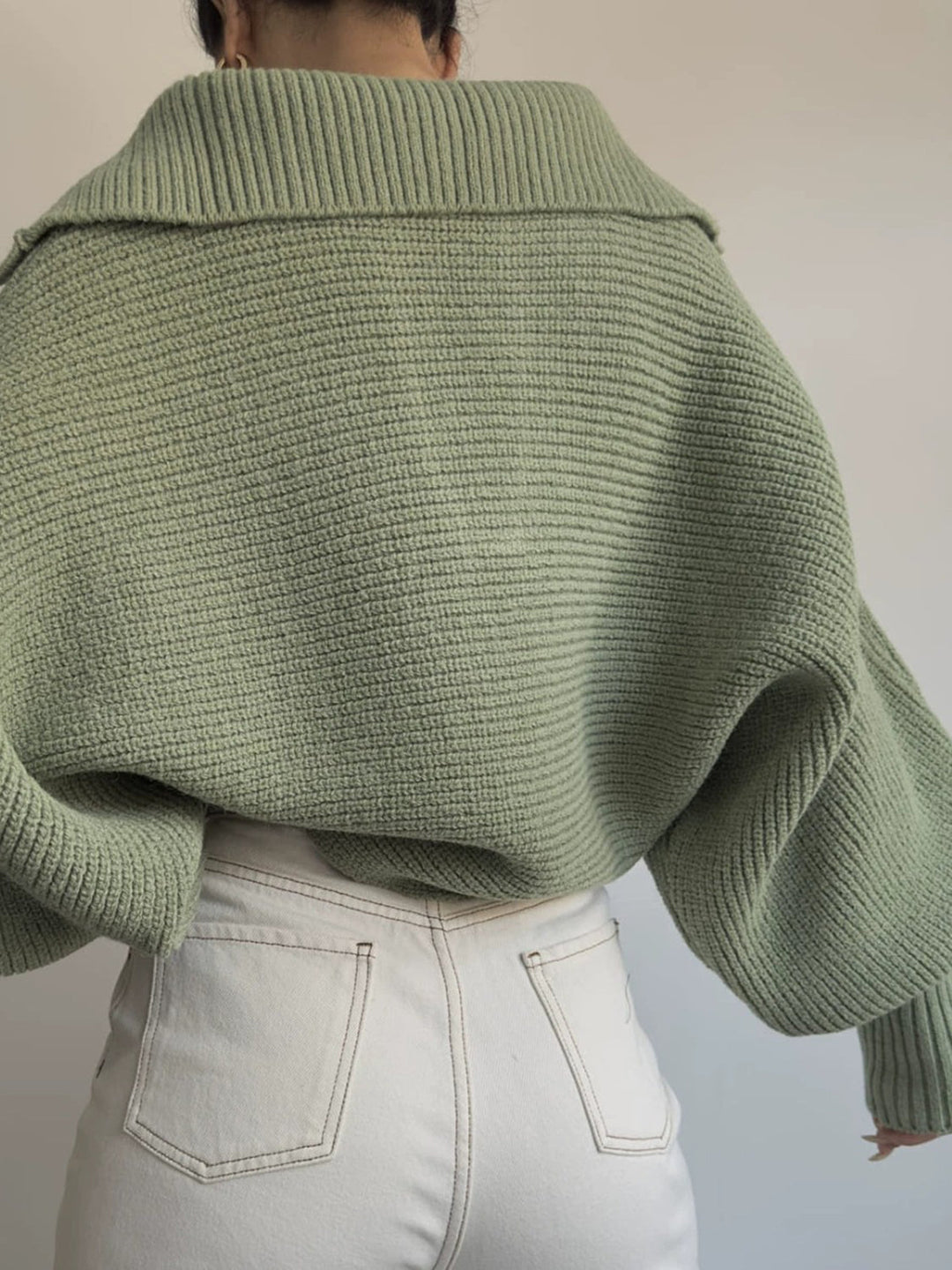 Jane | Women's Ribbed Polo Sweater with Split Collar and Wide Cuffs