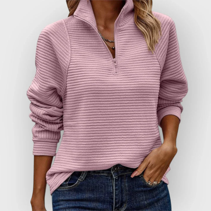 Coraline | Women's V-Neck Collar Half-Zip Pullover