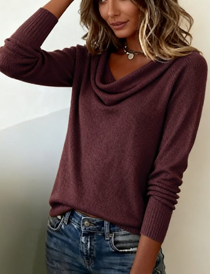 Rosanna | Women's Long Sleeve Soft Knit Sweater with Pile Collar