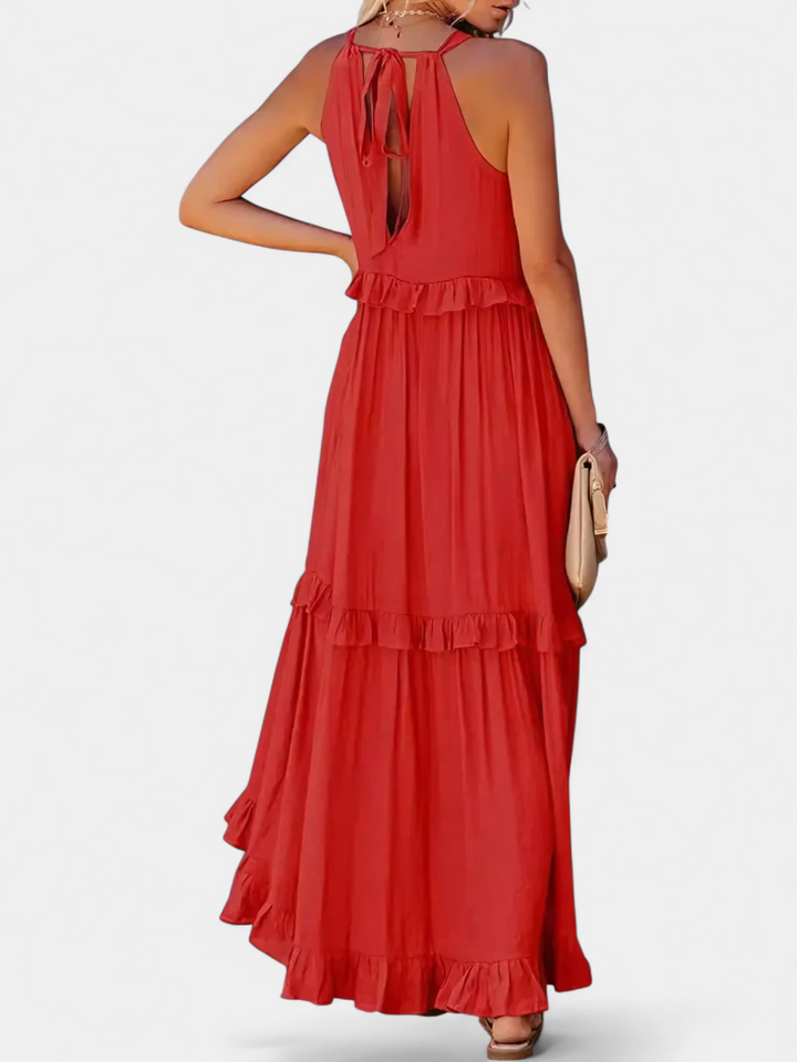 CHERRY | Flowing Flutter Maxi Dress