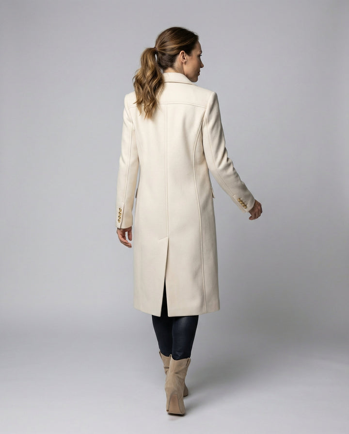 Women's Double-Breasted Wool-Style Coat | Regular Fit | Winter Sleeve Design | Versatile Office and Smart Casual Outerwear