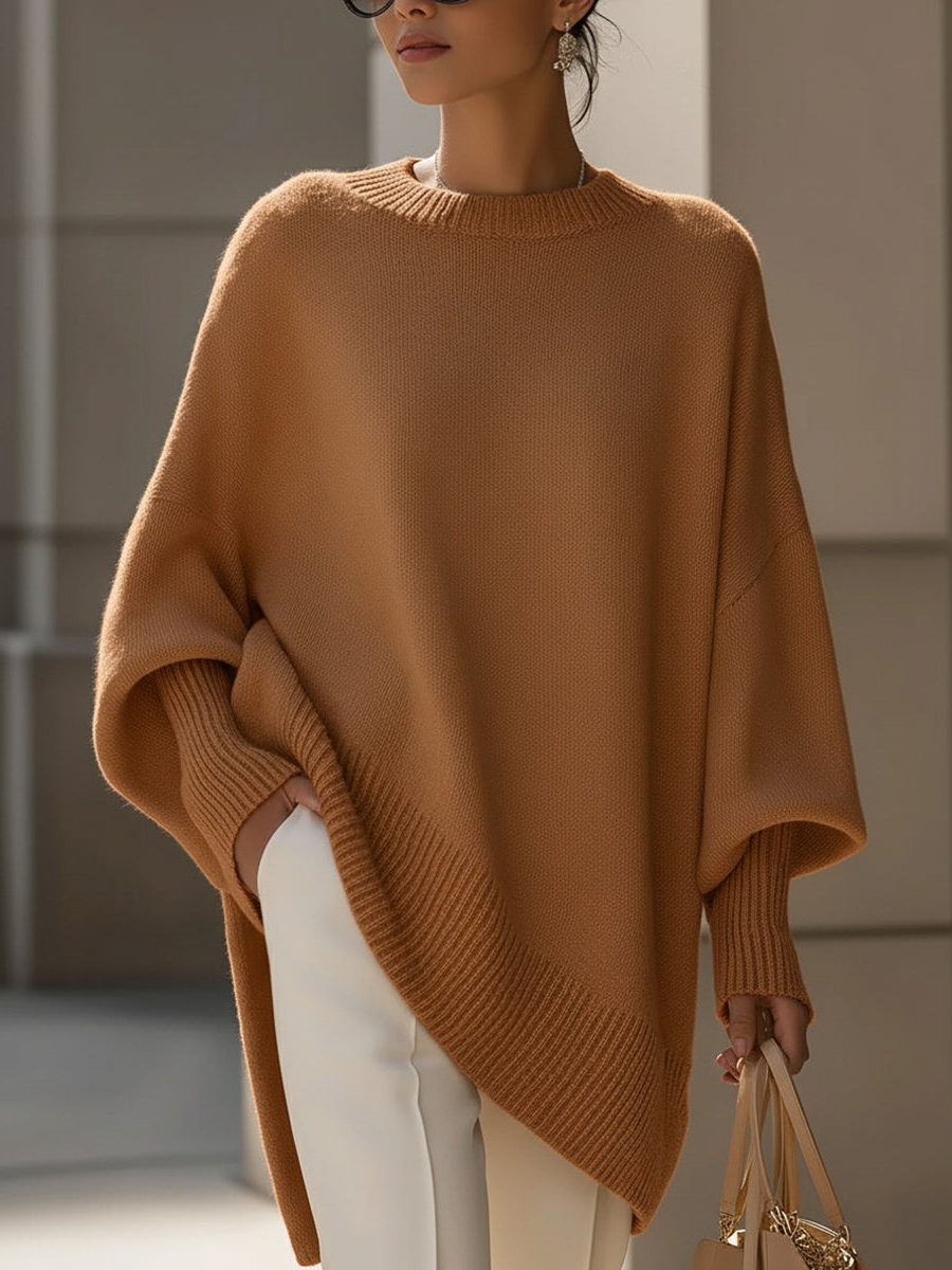 Millicent | Women's Oversized Merino Wool Sweater with Asymmetric Hem