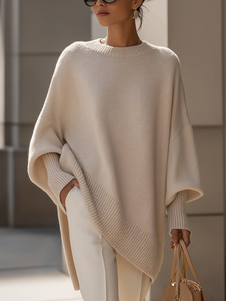 Millicent | Women's Oversized Merino Wool Sweater with Asymmetric Hem