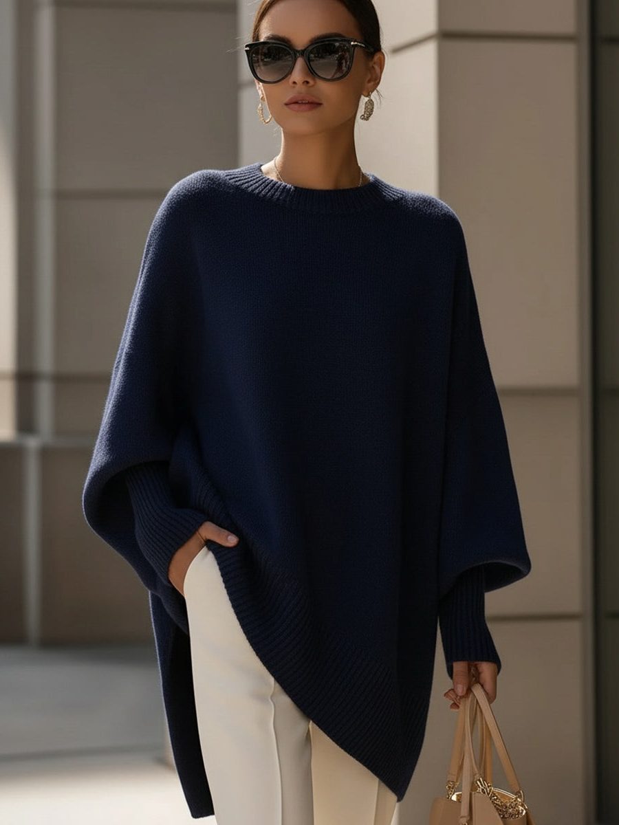 Millicent | Women's Oversized Merino Wool Sweater with Asymmetric Hem