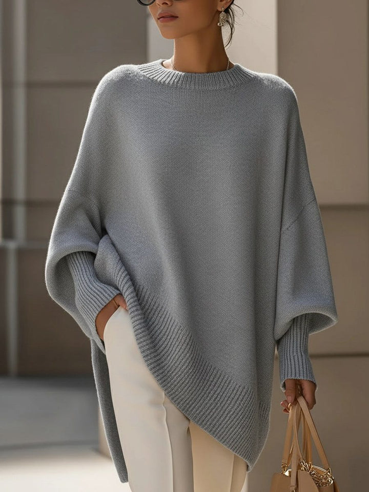 Millicent | Women's Oversized Merino Wool Sweater with Asymmetric Hem