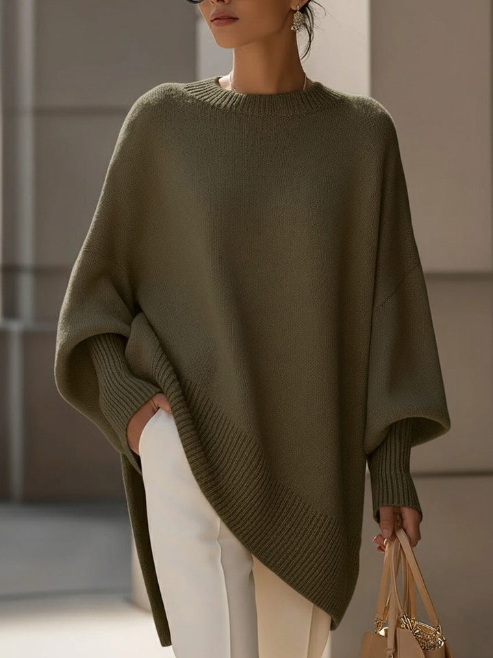 Millicent | Women's Oversized Merino Wool Sweater with Asymmetric Hem