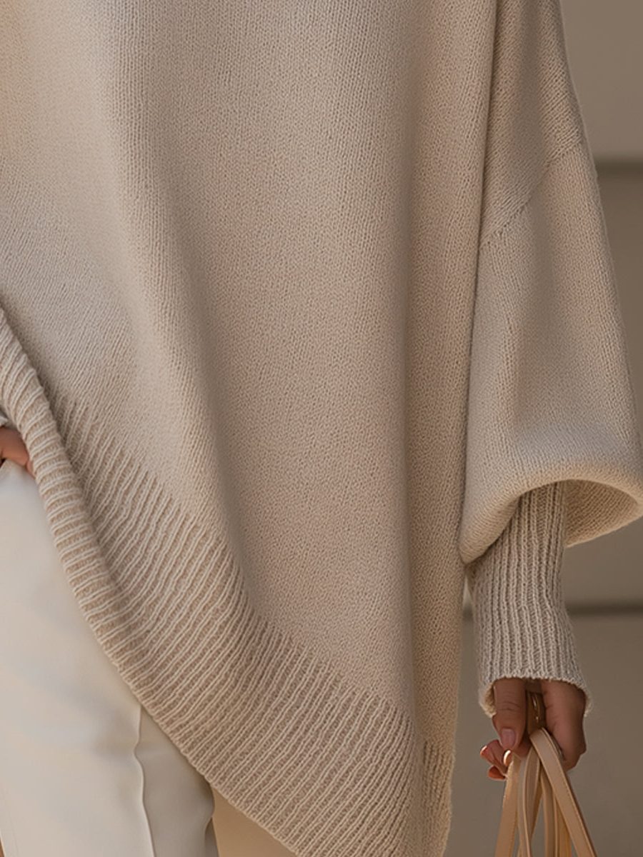 Millicent | Women's Oversized Merino Wool Sweater with Asymmetric Hem