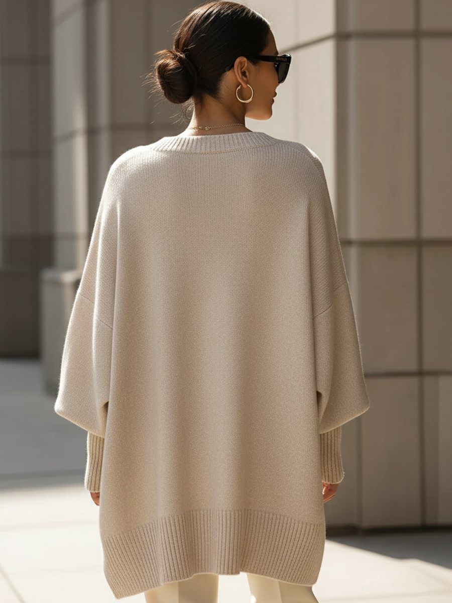 Millicent | Women's Oversized Merino Wool Sweater with Asymmetric Hem