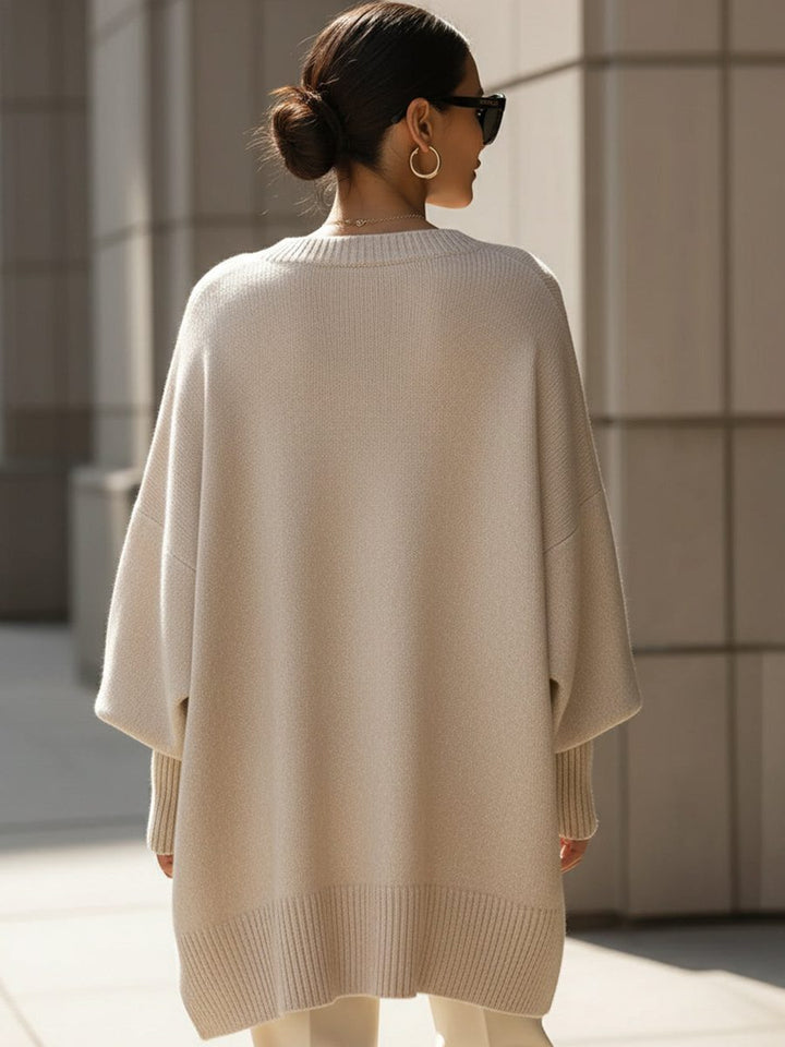 Millicent | Women's Oversized Merino Wool Sweater with Asymmetric Hem