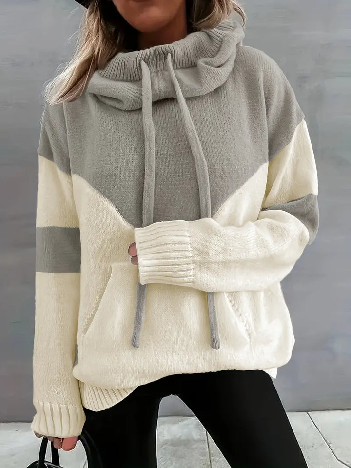 Riona | Women's Cozy Dual Tone Hoodie with Color Block Design