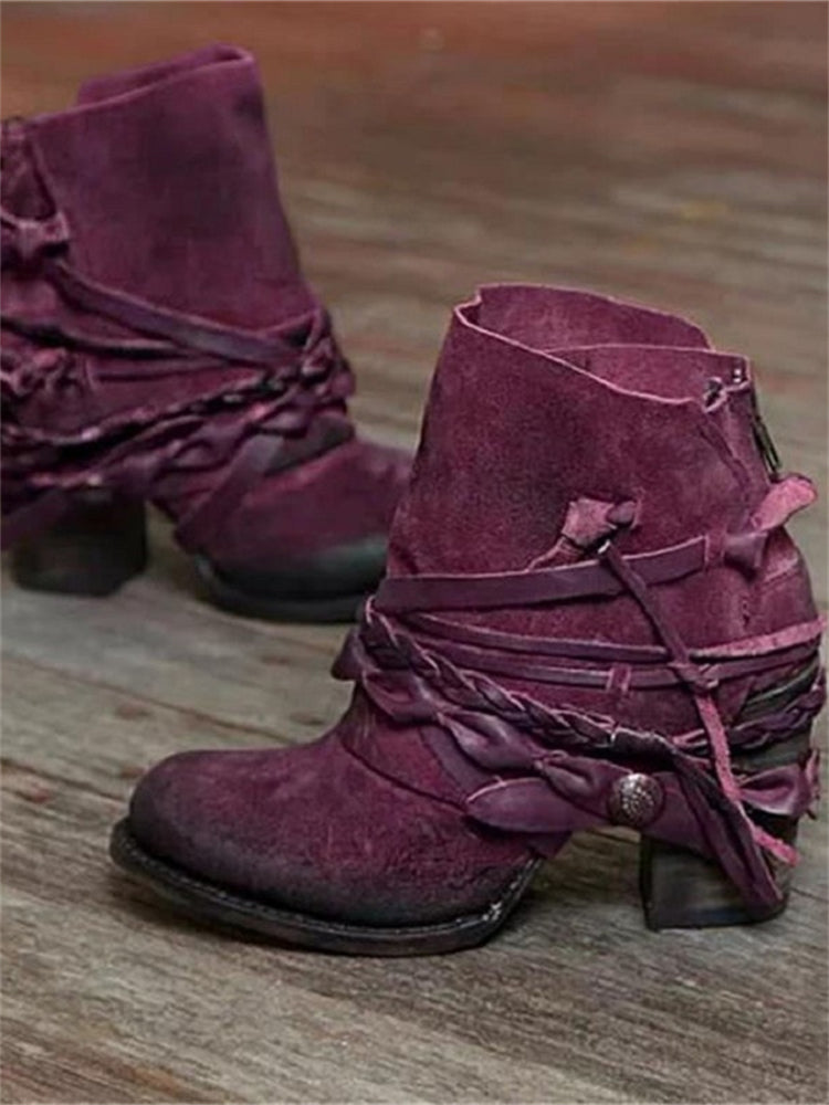 Tamsin | Women's Lace-Up Ankle Boots with Braided Trim