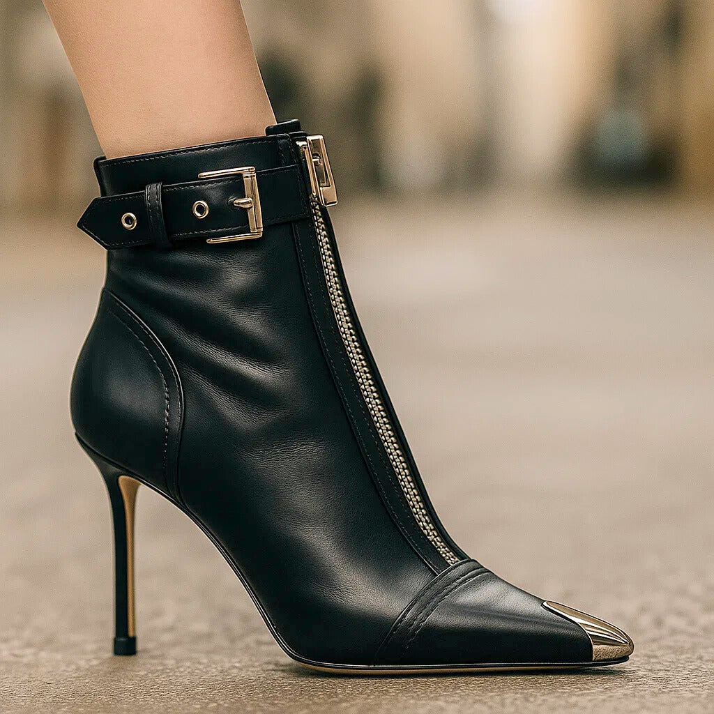 LYLA LEATHER ZIPPER BOOTS