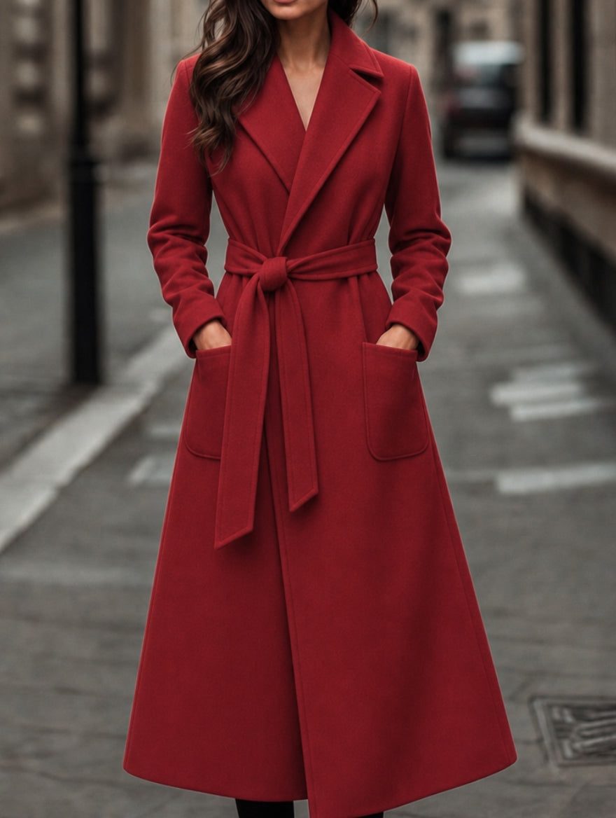 Maren | Women's Notch Collar Belted Wool Winter Coat