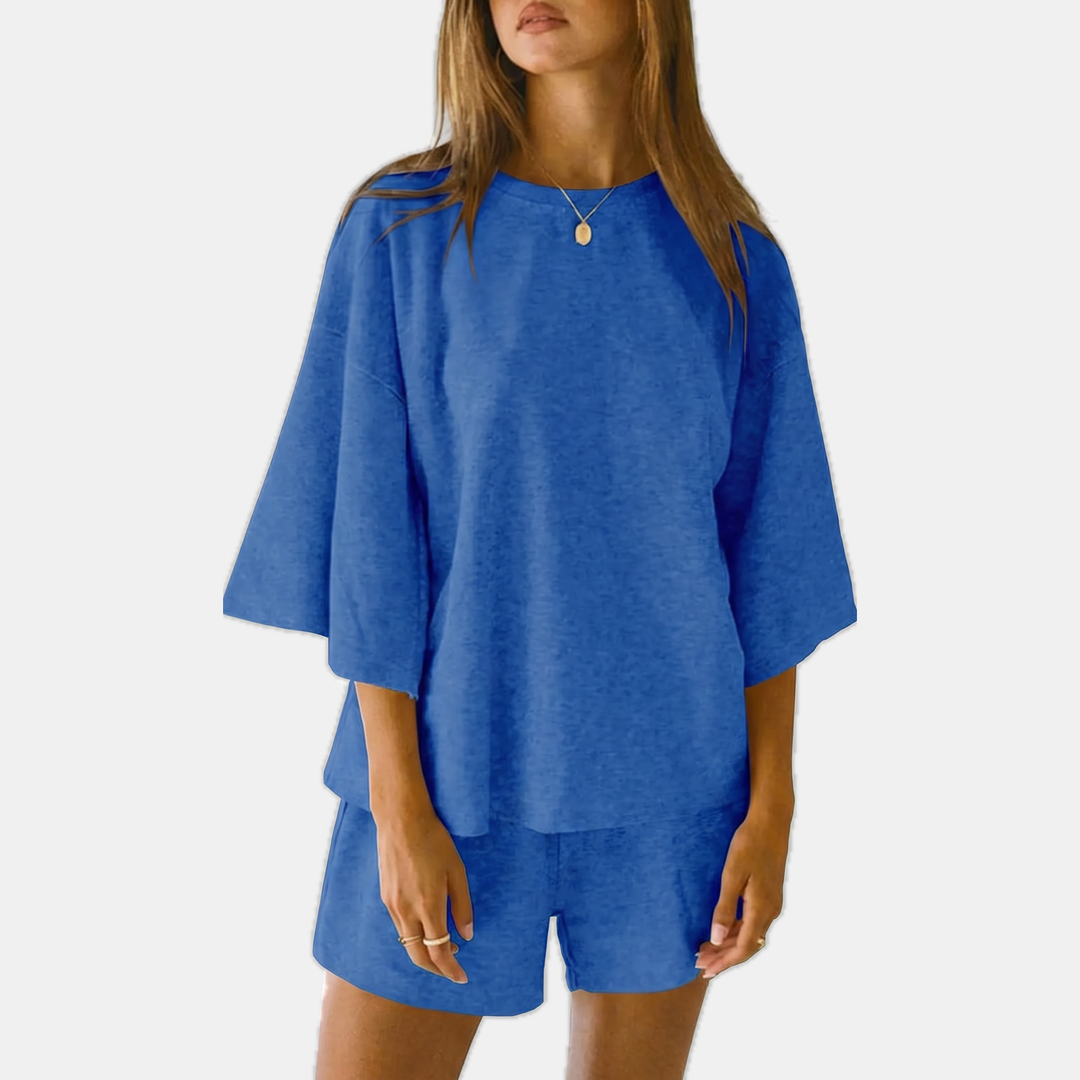 Women's Three-Quarter Sleeve Top and Shorts Lounge Set