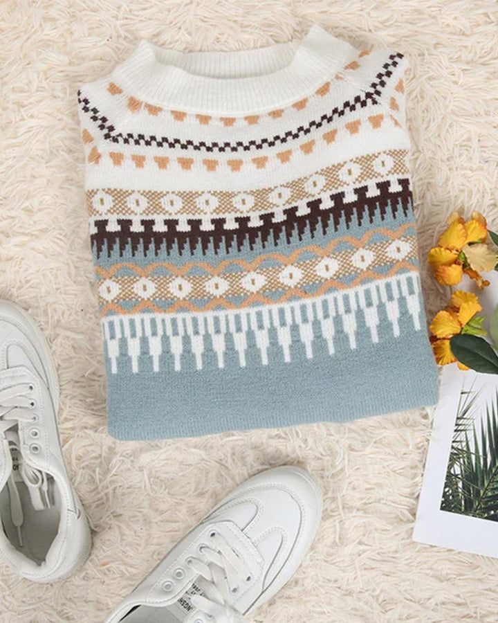 Avery Women's Fair Isle Knit Sweater with Timeless Repeating Design