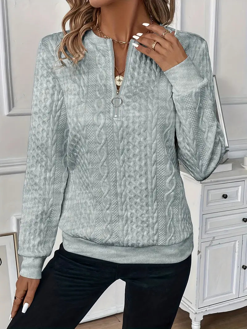Mila | Women's Long Sleeve Zip Neck Jumper in Soft Blend Knit