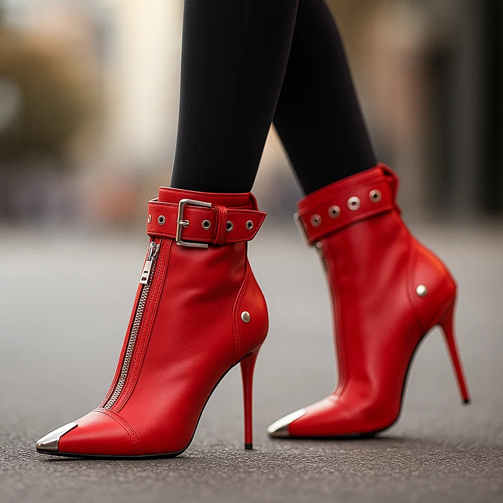 LYLA LEATHER ZIPPER BOOTS