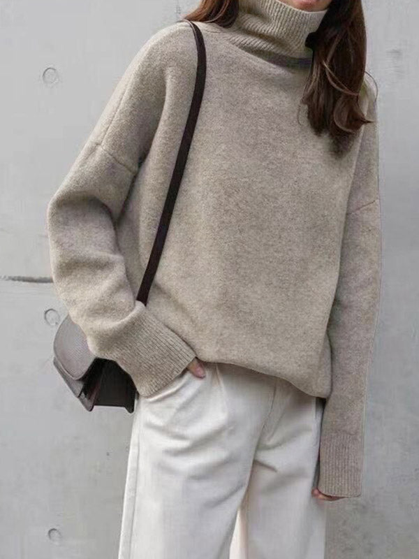 Heather | Women's Relaxed Fit Turtleneck Sweater with High Neck