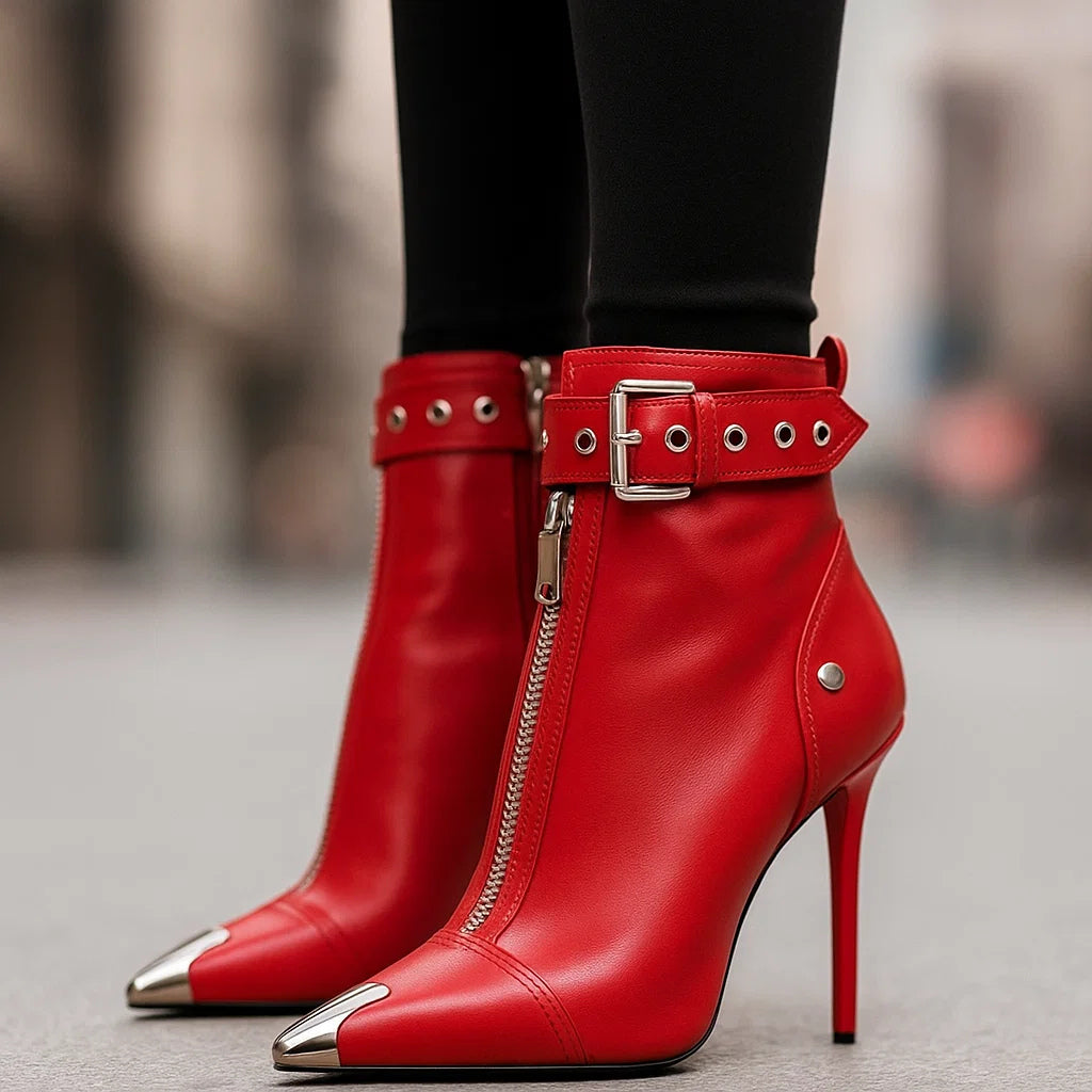 LYLA LEATHER ZIPPER BOOTS