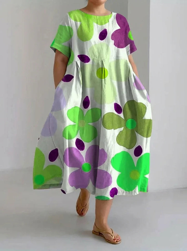 Aveline | Casual Loose Dress with Retro Botanical Floral Print