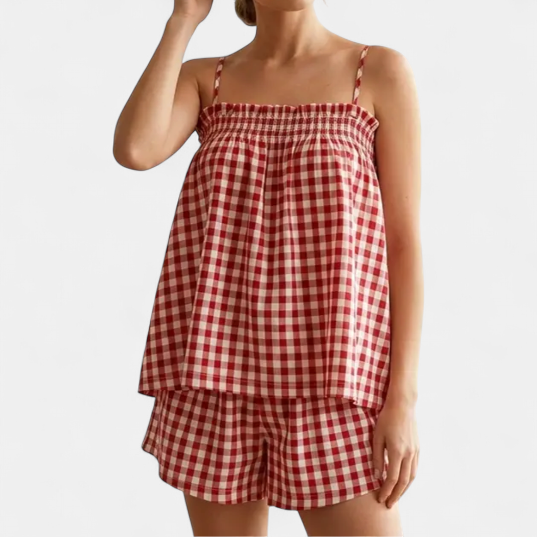 PAMMIE | Charming Gingham Smocked Cami Sleep Set
