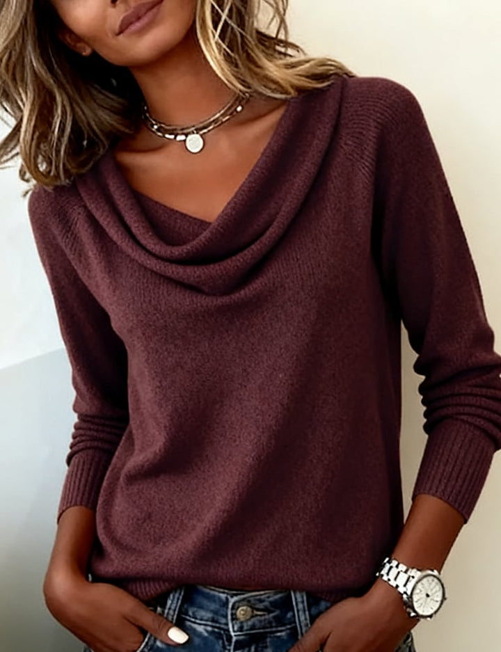 Rosanna | Women's Long Sleeve Soft Knit Sweater with Pile Collar