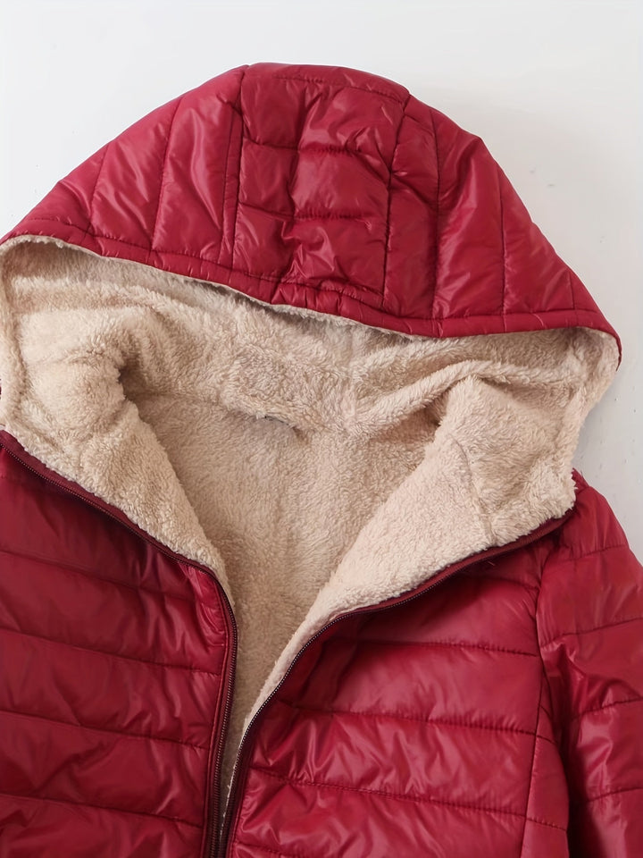 Vicky | Women's Longline Puffer Jacket with Fleece Lining and Cushioned Comfort