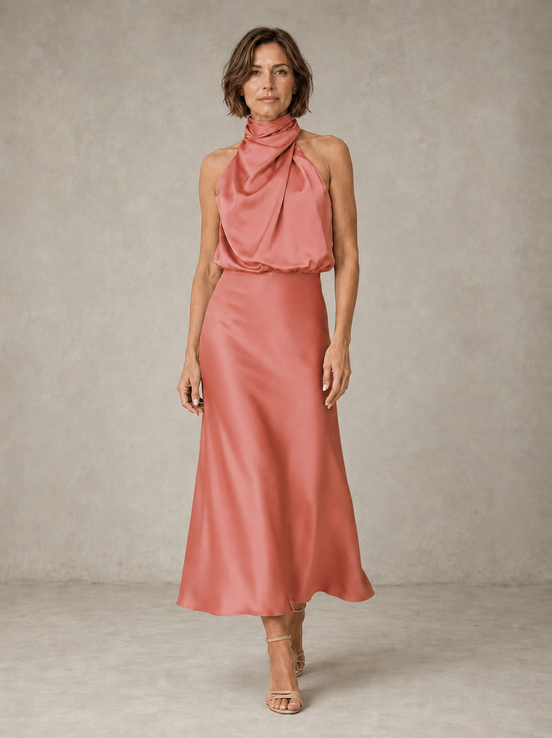Harper | Satin Halter Evening Dress