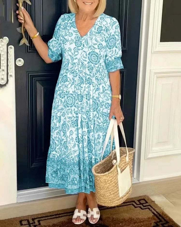 Mavis - Chic V-Neck Bohemian Floral Maxi Dress