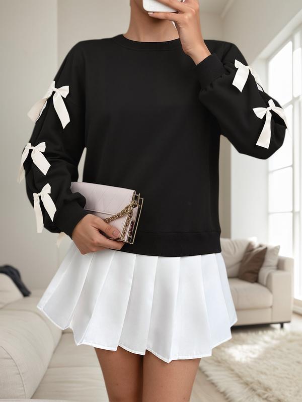 Marie | Women's Colourblock Sweatshirt with Butterfly Knot Accent