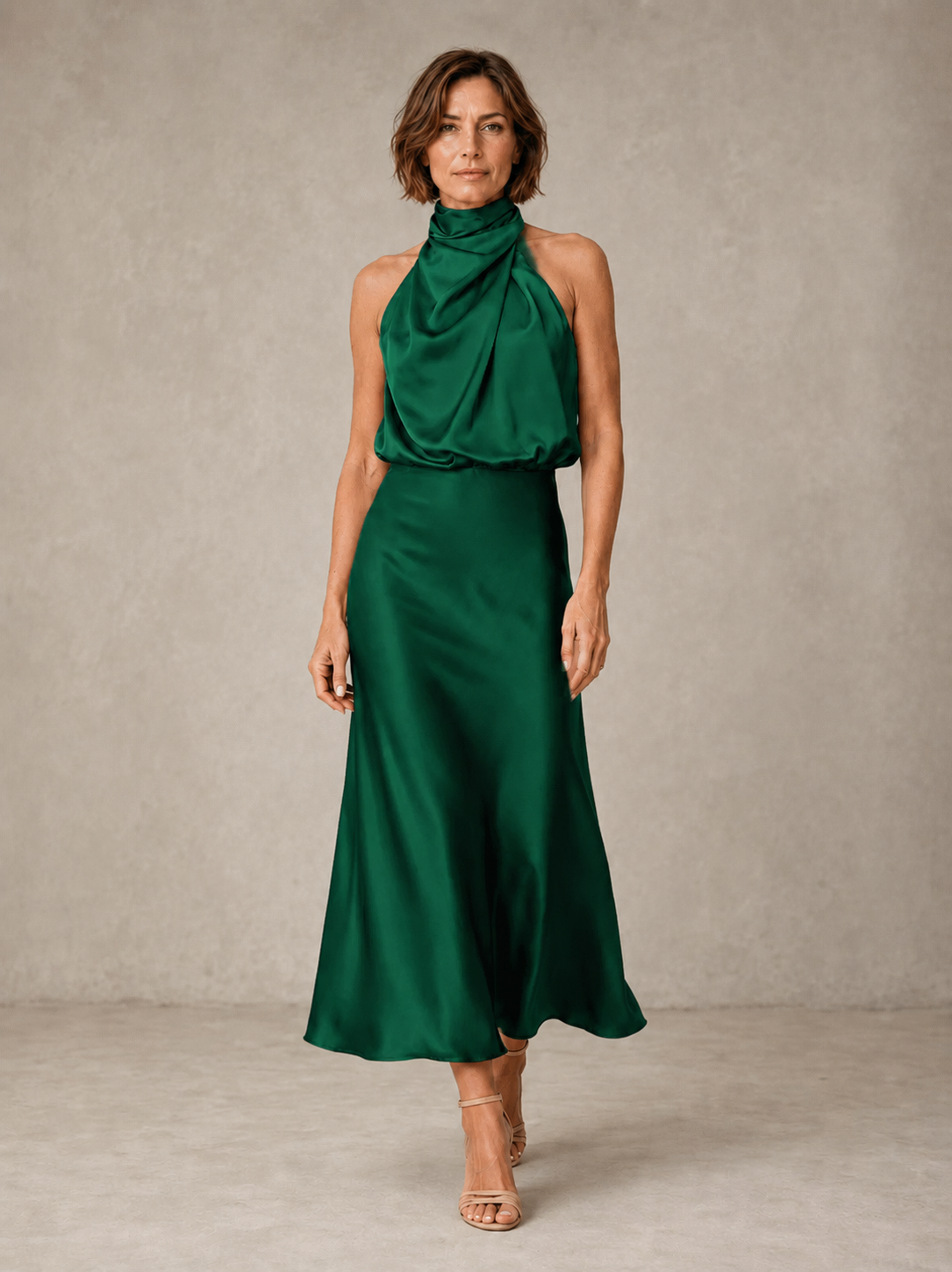 Harper | Satin Halter Evening Dress