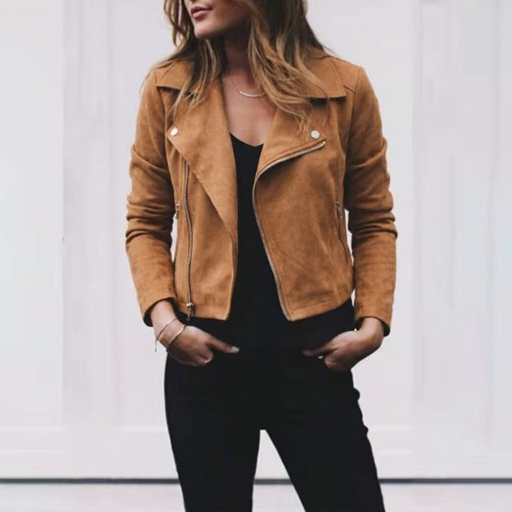 Sinead | Women's Asymmetric Zip Cropped Suede Jacket