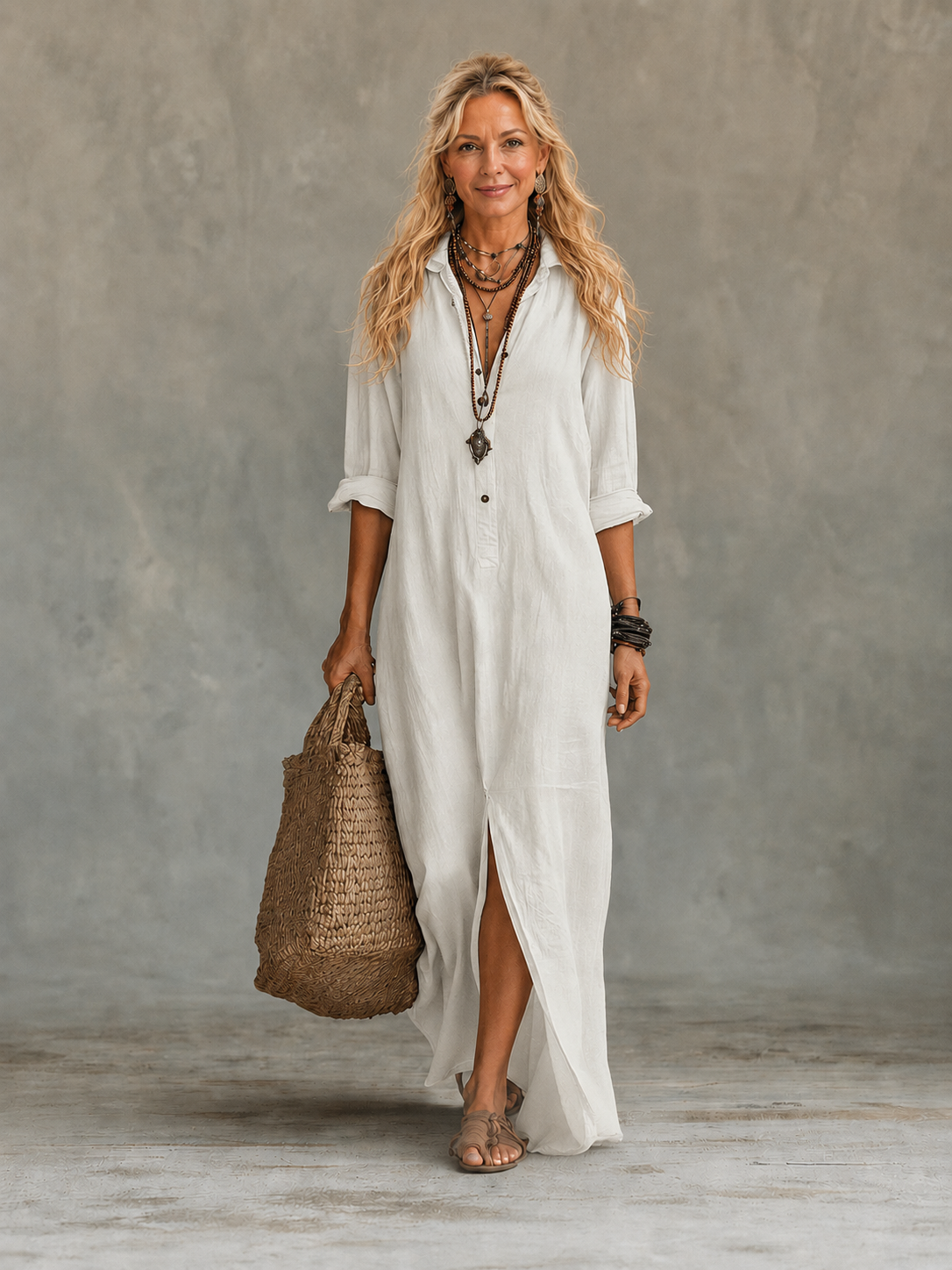 Vivienne | Women's Button-Down Maxi Dress