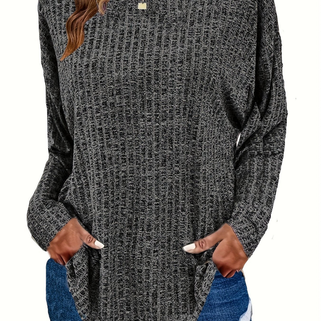 Paloma Women's Curved Hem Waffle Knit Tunic Sweater