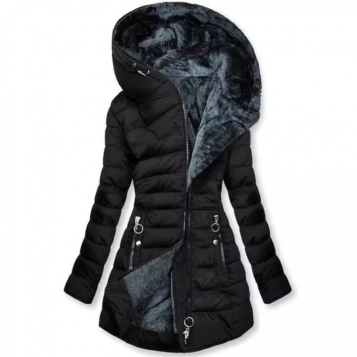Madison | Women's Structured Mid-Length Hooded City Puffer Coat