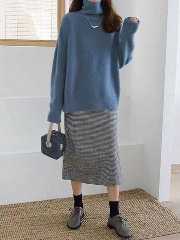 Heather | Women's Relaxed Fit Turtleneck Sweater with High Neck