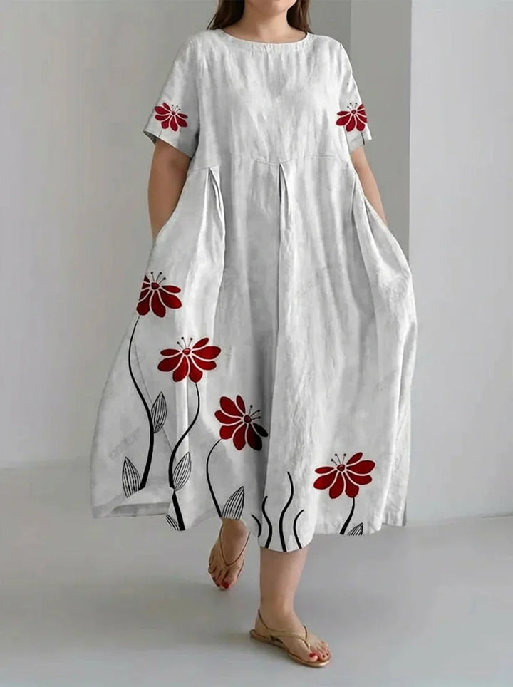 Oleander | Vintage-Inspired Floral Print Casual Loose Dress