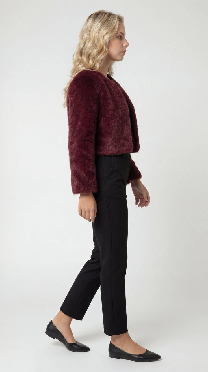 Cordelia | Women's Cropped Faux Fur Open Front Shrug Jacket