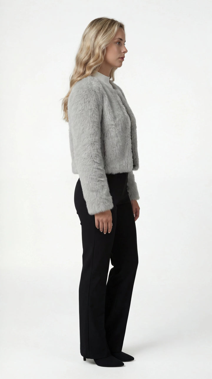 Cordelia | Women's Cropped Faux Fur Open Front Shrug Jacket