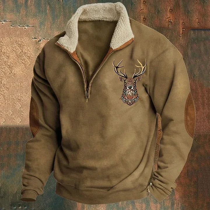Darven | Men's Nordic Knit Pullover Featuring Deer Motif